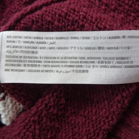 Hollister Maroon/White Knit L/S Sweater X-Small - Picture 5 of 6
